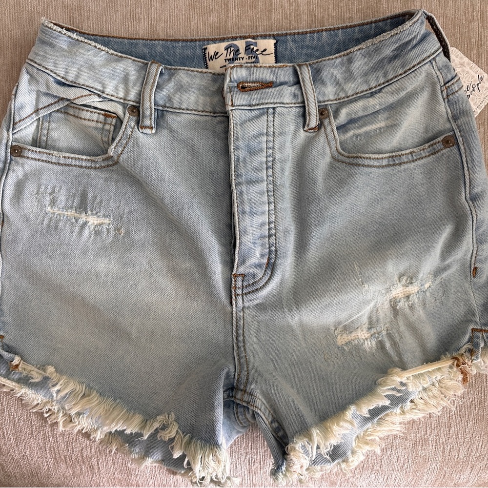 We The Free Light Blue Denim Shorts